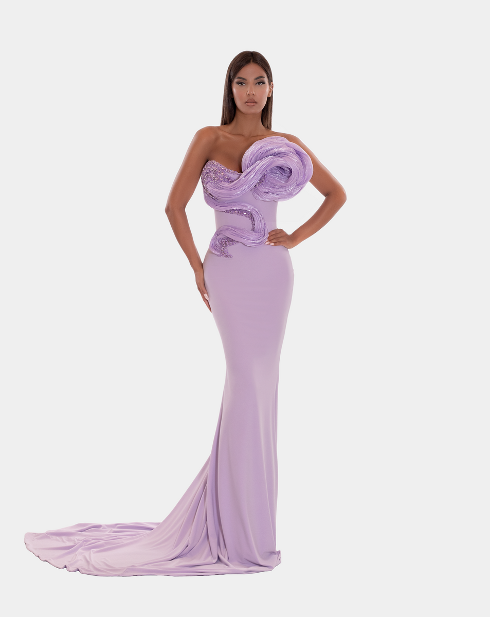 EMBELLISHED CORSET LILAC LONG DRESS – ALBINA DYLA