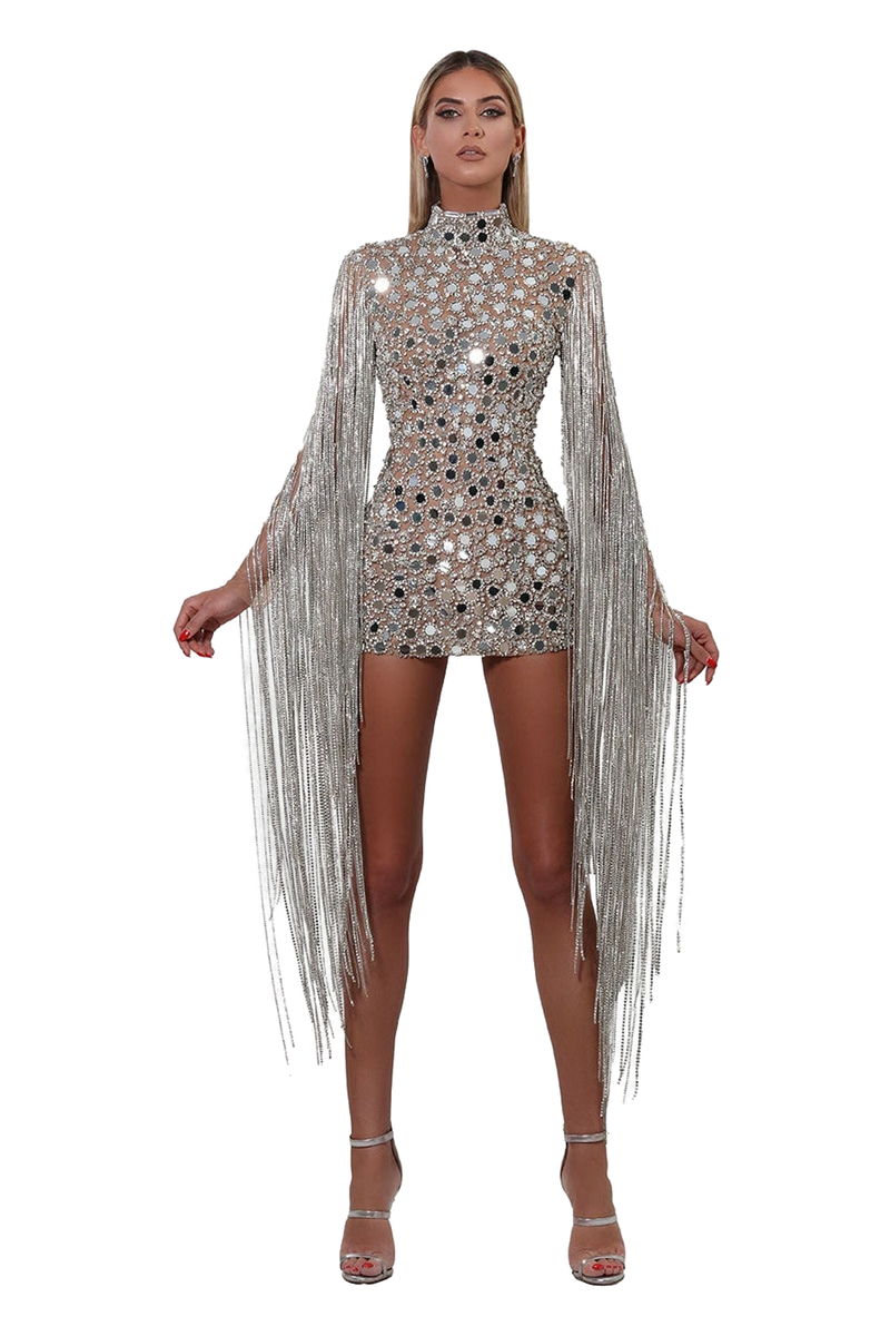 albina dyla bella silver beaded dress Greta Gown | Understated Bridal Allure in Bias-Cut Satin