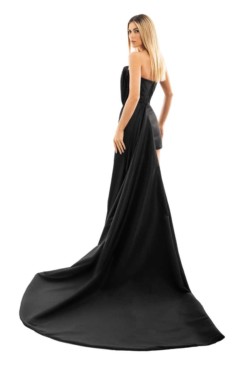 short black dress with tail Strapless Sweetheart Little Black Short Homecoming Party Dress With Feathers