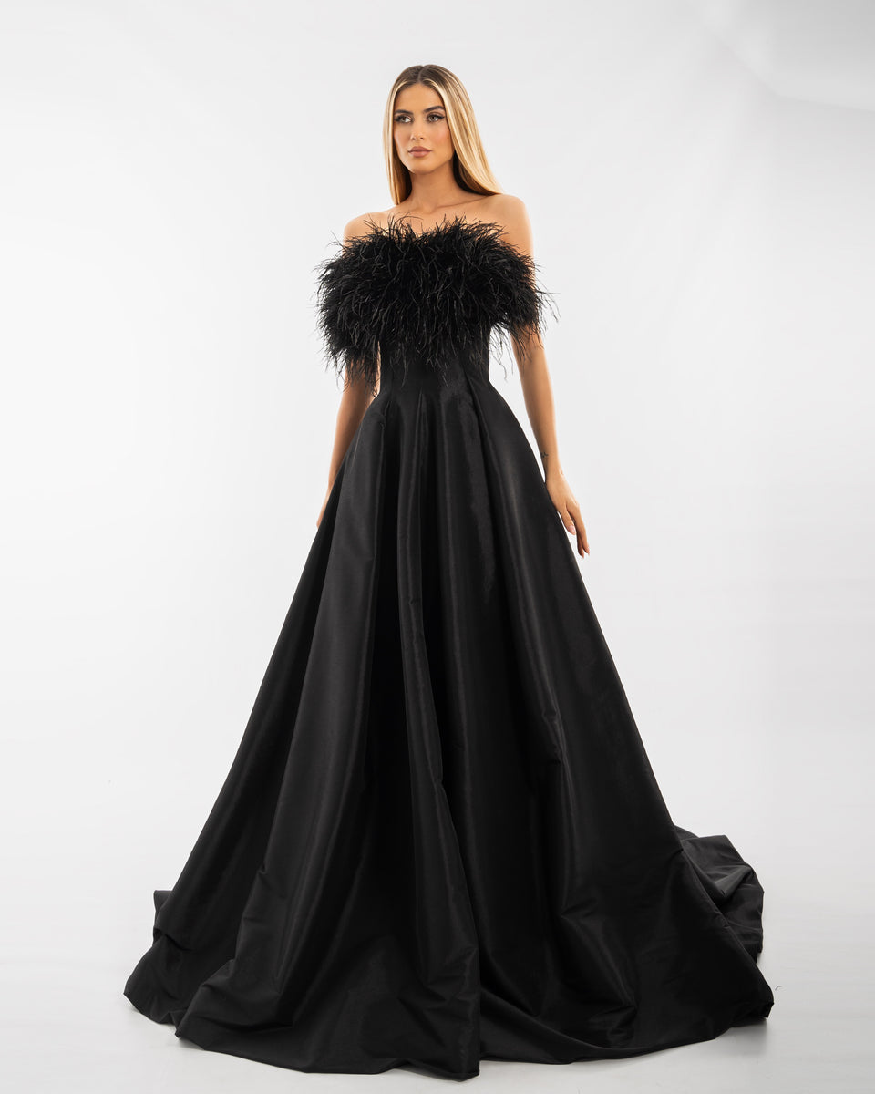 Sleeveless Feather Black Dress – ALBINA DYLA