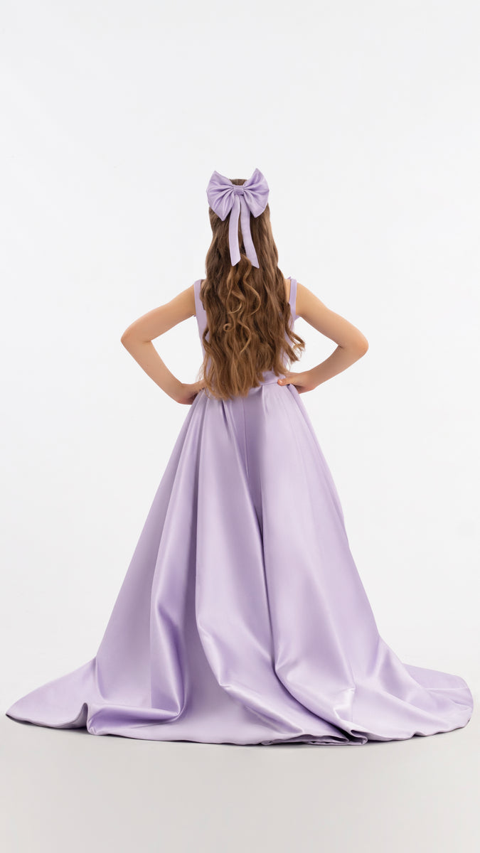 Purple Dress With Long Train for Girls – ALBINA DYLA