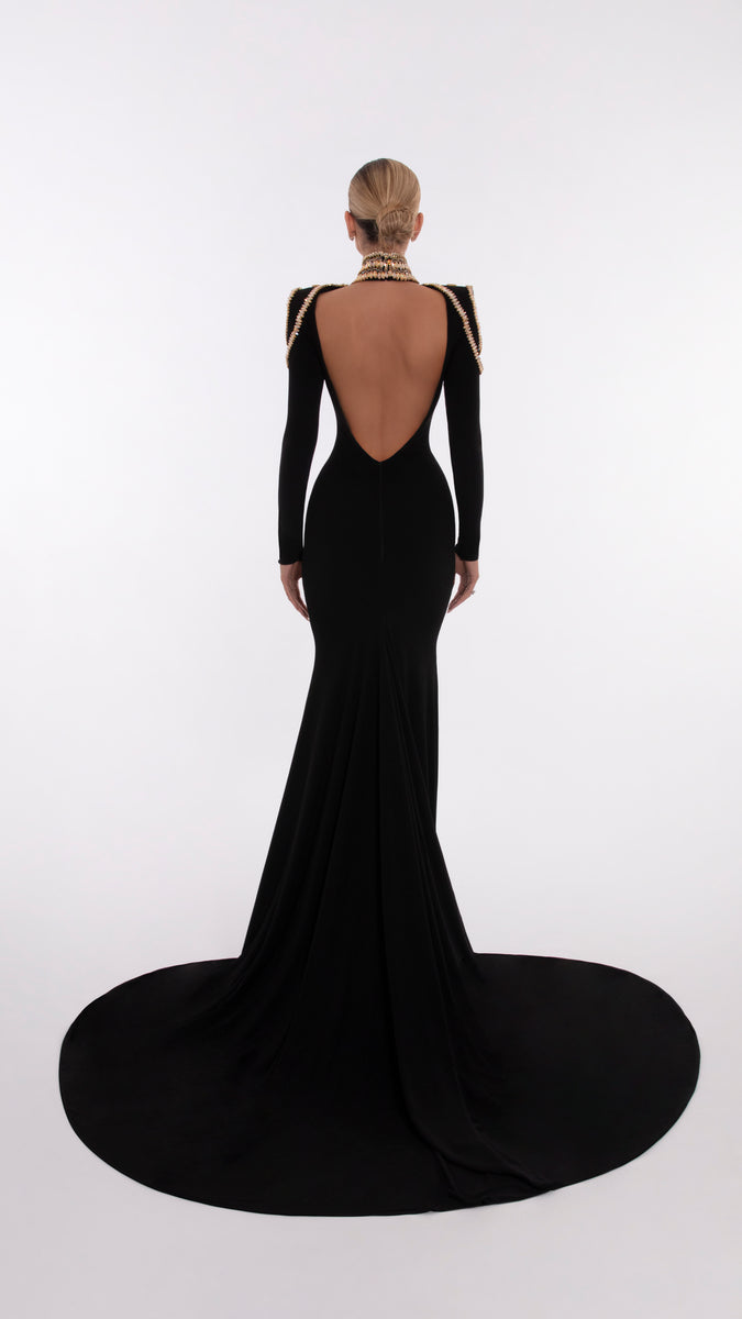 Backless Long Black Dress – ALBINA DYLA