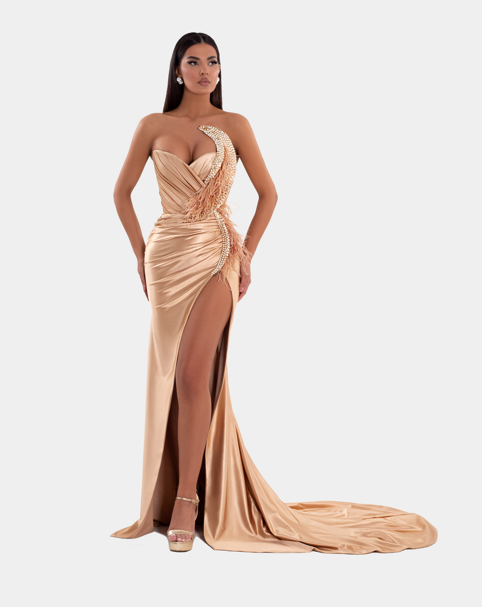 Champagne gold silk dress best sale