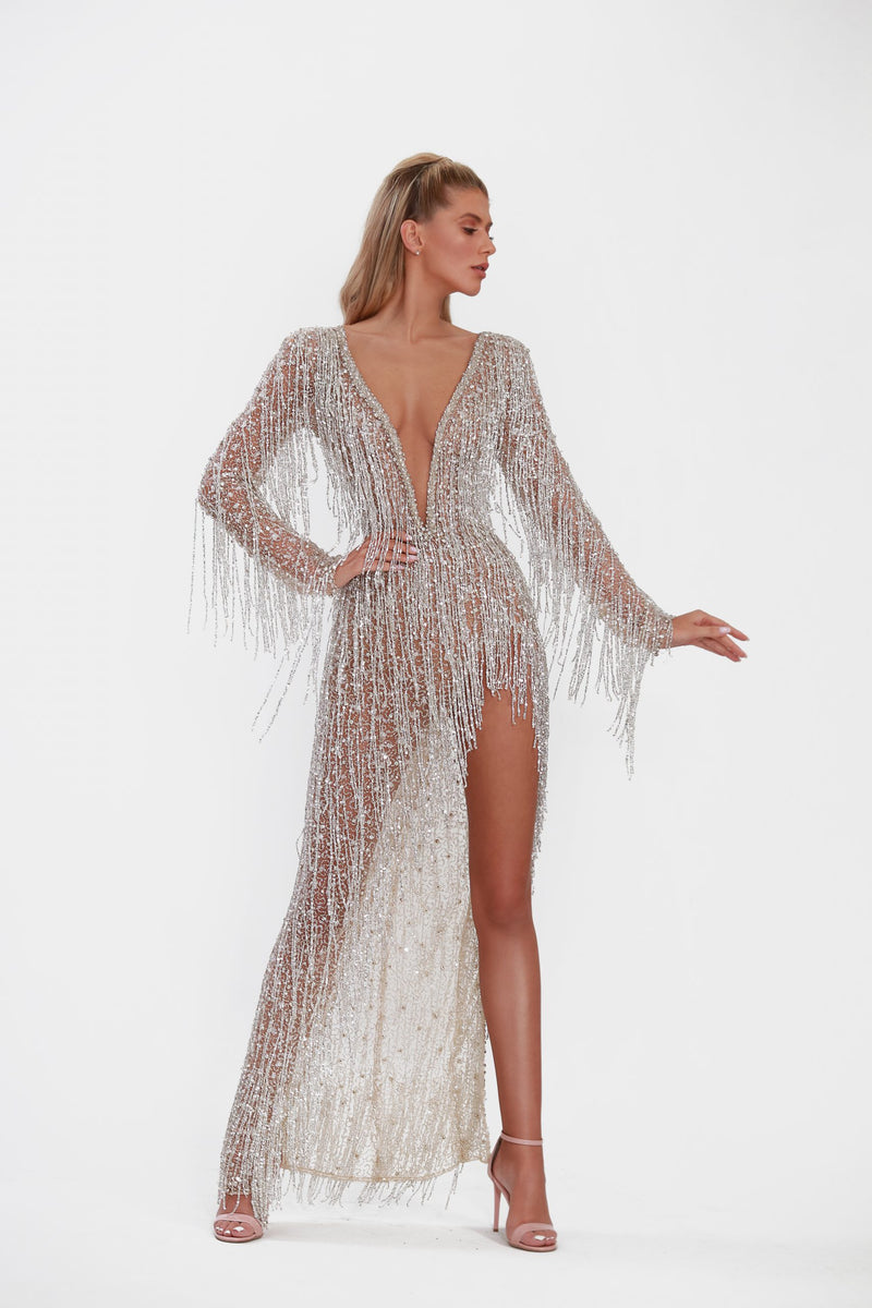 Fringe silver dress hotsell