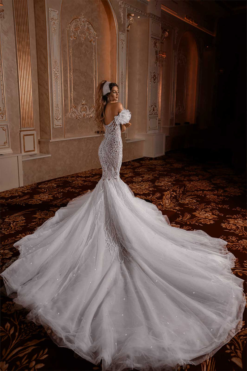 One shoulder mermaid wedding 2024 dress