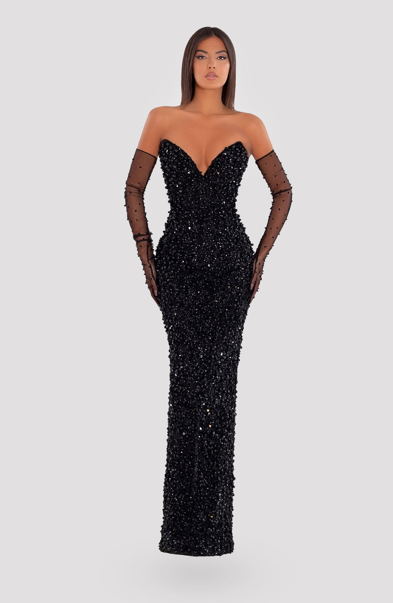 Corset Black Dress With Crystals 4