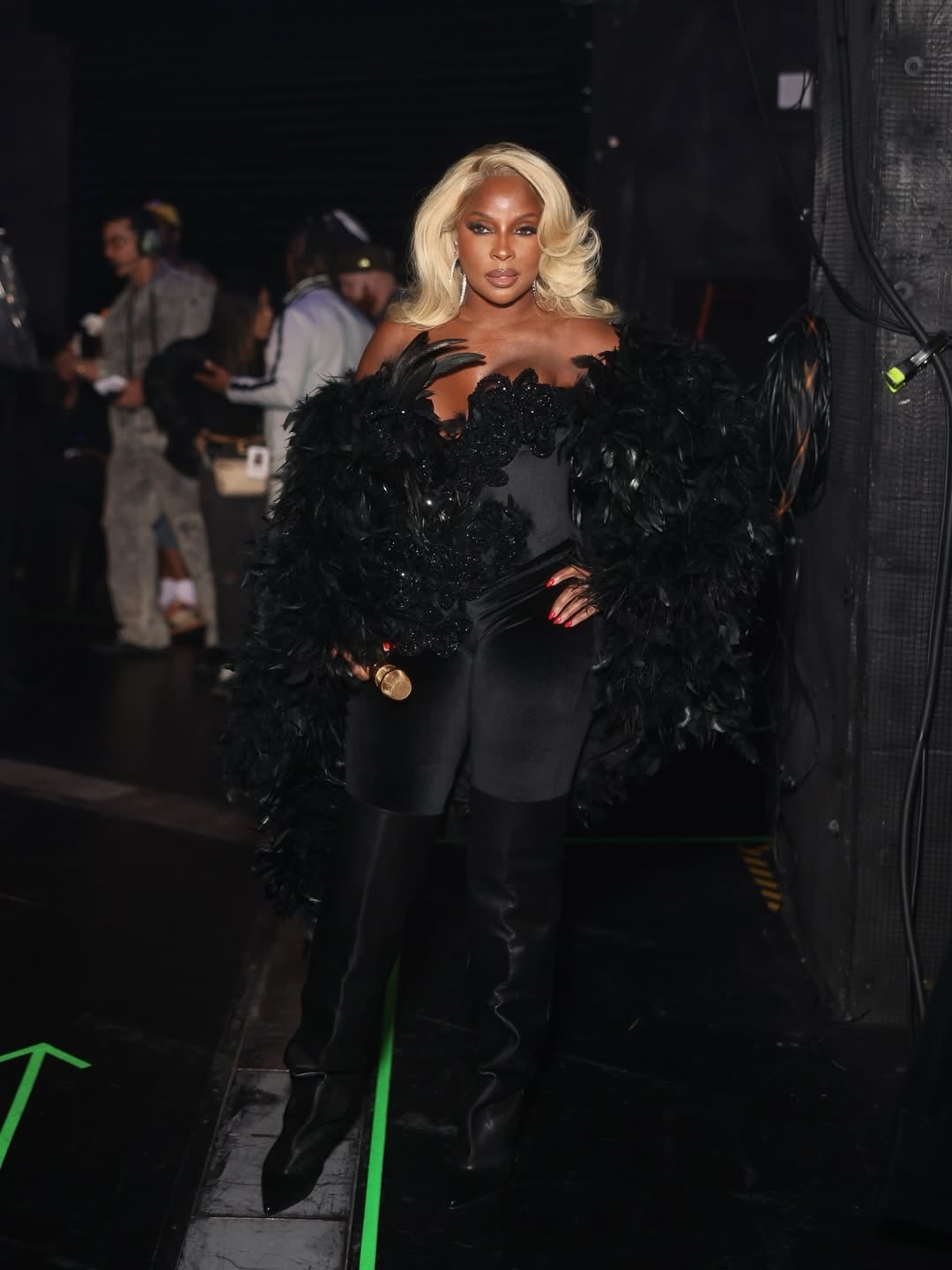 Mary J. Blige in Our Feathered Couture Ensemble