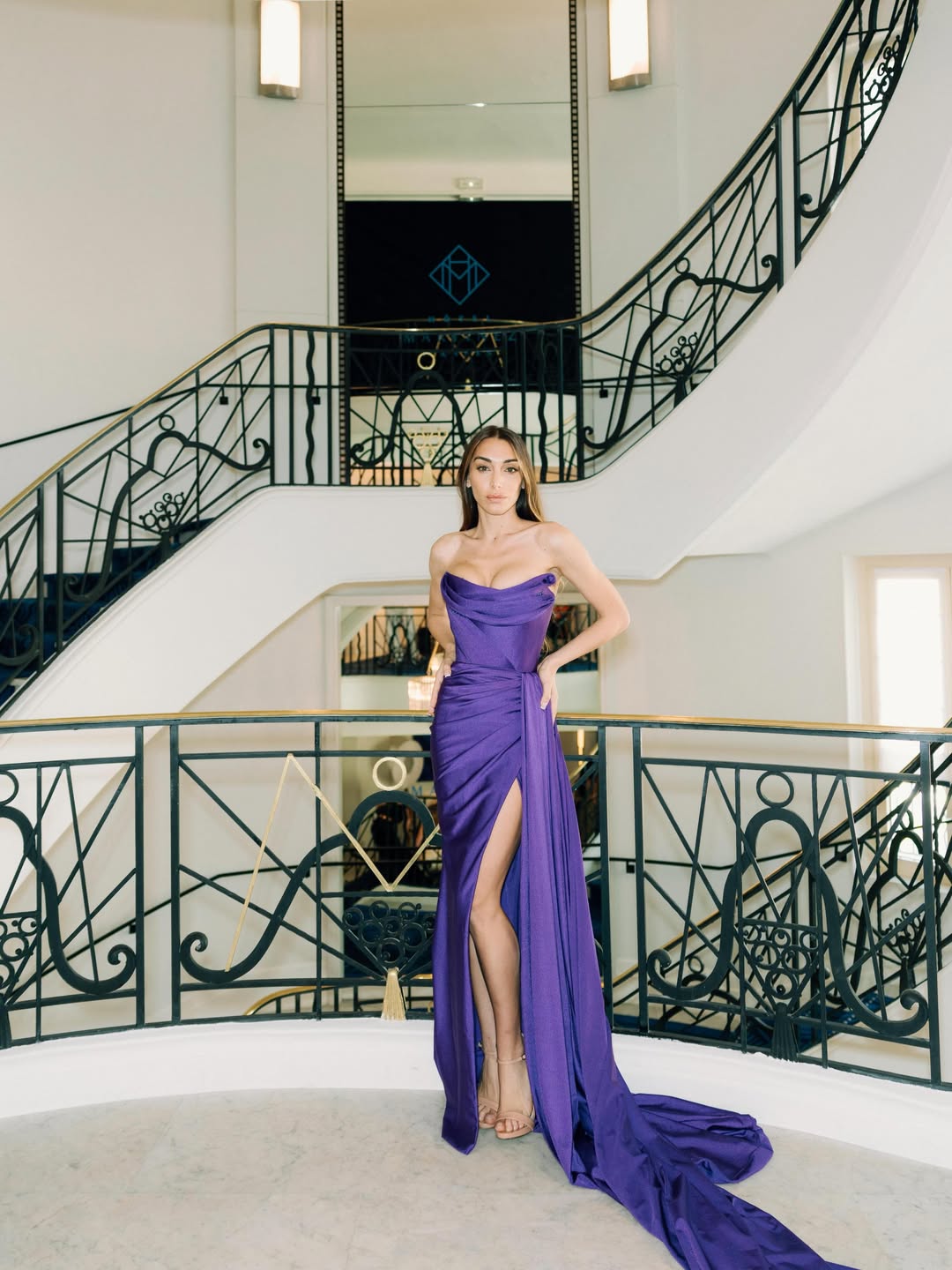 Elisa De Panicis Wearing Our Purple Corset Gown at the Cannes Film Festival