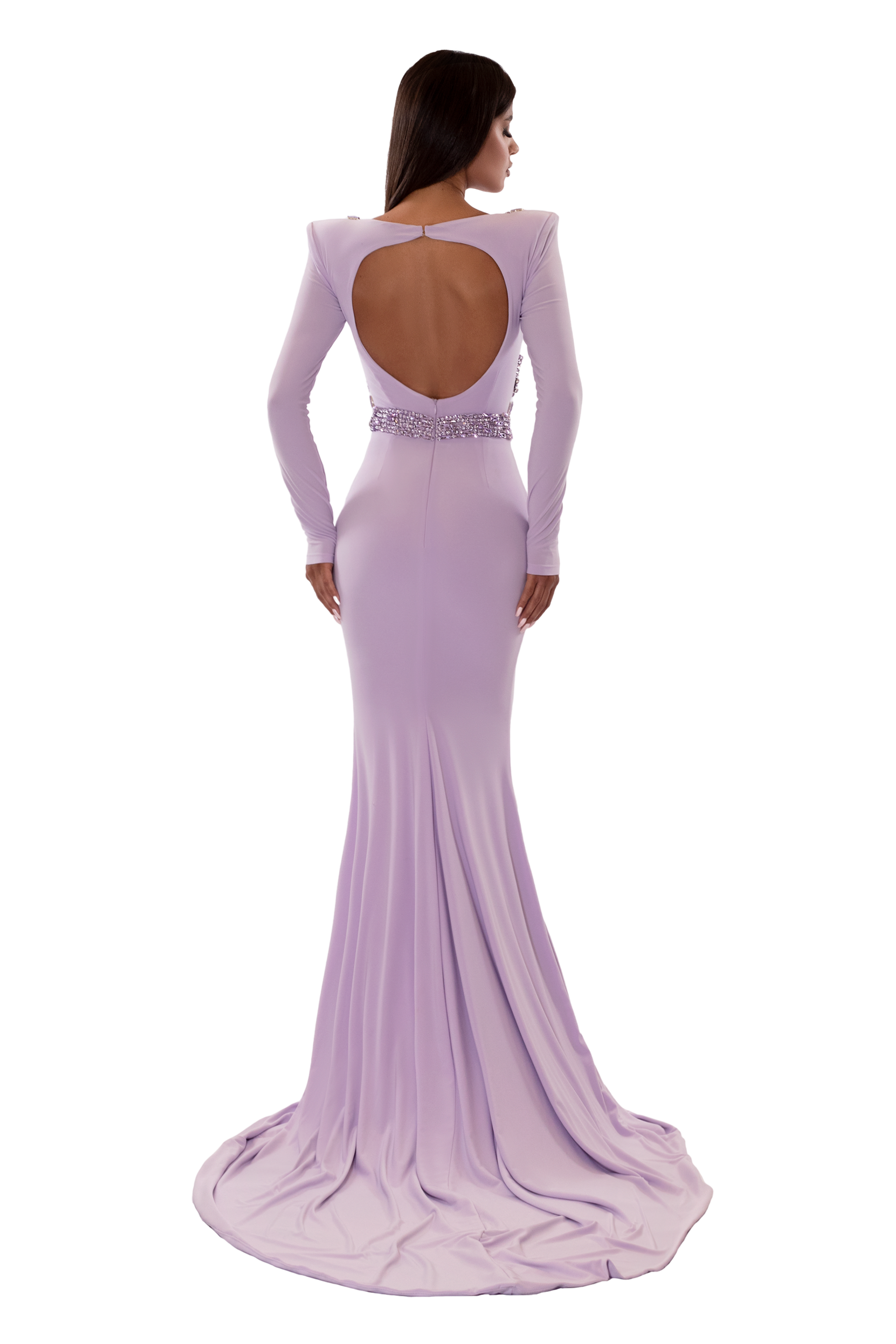 OPEN CHEST LILAC DRESS WITH LONG TAIL ALBINA DYLA OPEN CHEST LILAC DRESS WITH LONG TAIL ALBINA DYLA