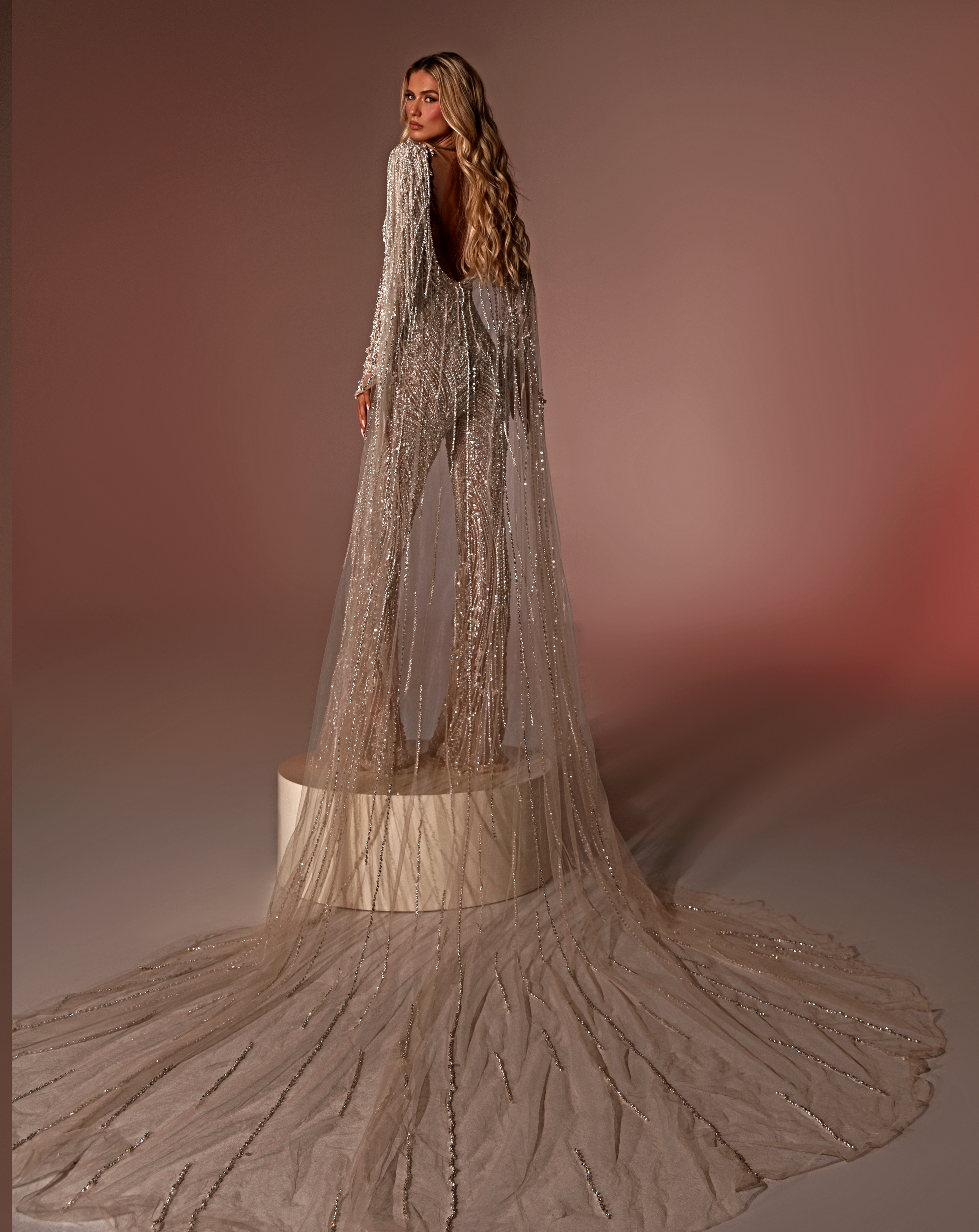 Wedding jumpsuit with hot sale cape