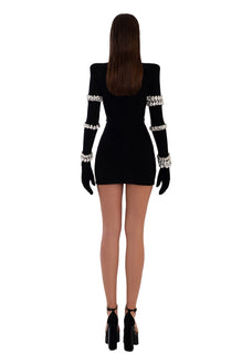 Short Black Dress With Silver Stones ALBINA DYLA Short Black Dress With Silver Stones ALBINA DYLA