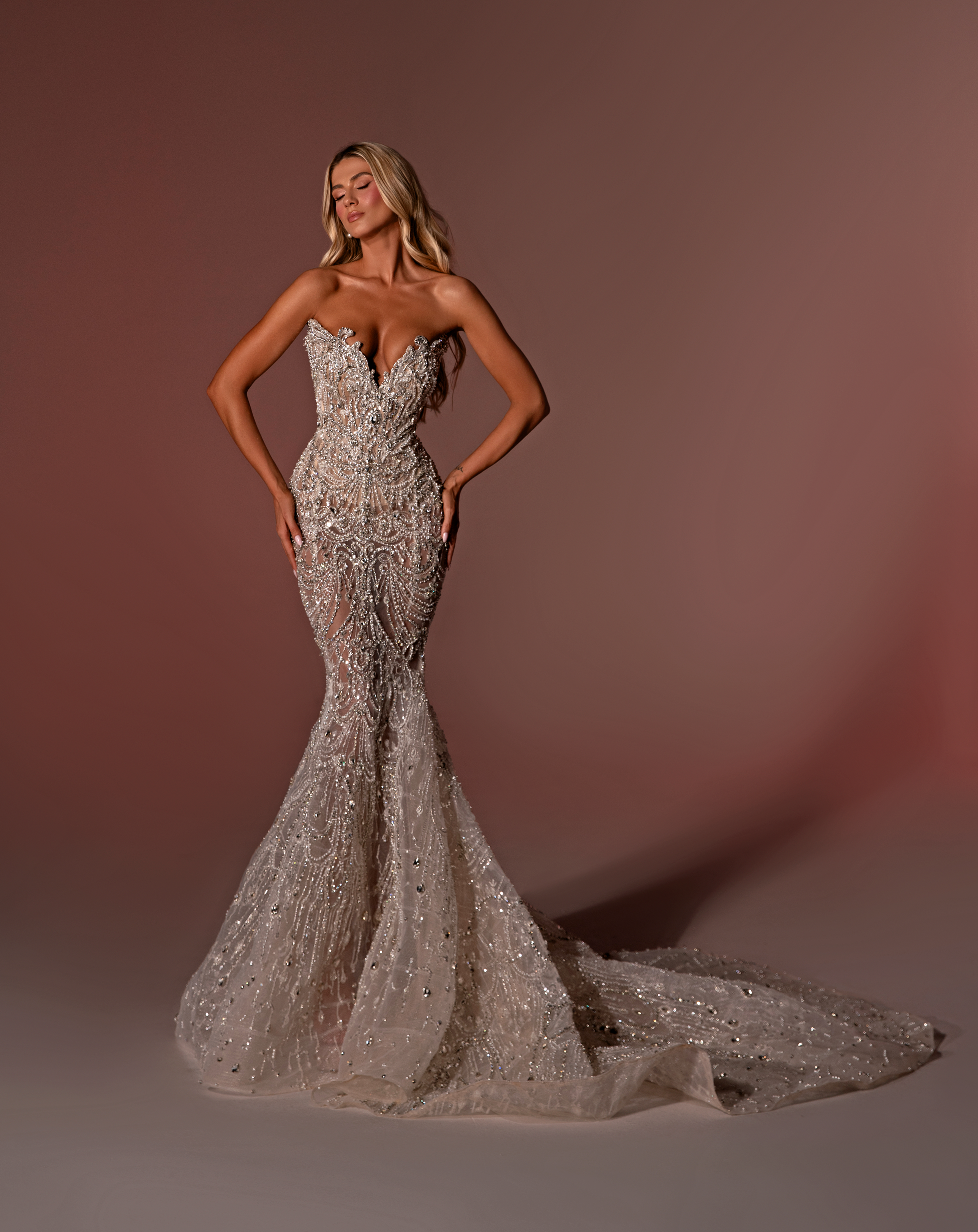 CORSET IN SILVER BRIDAL LONG DRESS – ALBINA DYLA