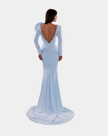 LONG DRESS IN BLUE WITH V-NECK