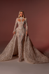 High Neck Embroidered Bridal Dress With Tail