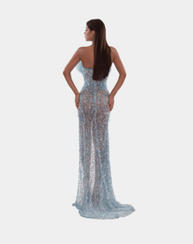 BLUE CORSET DESIGN WITH ONE SLIT