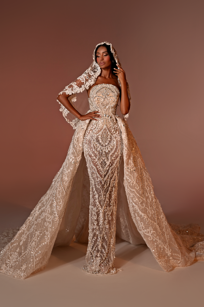 Crystal Corset of Bridal Dress With Veil XS