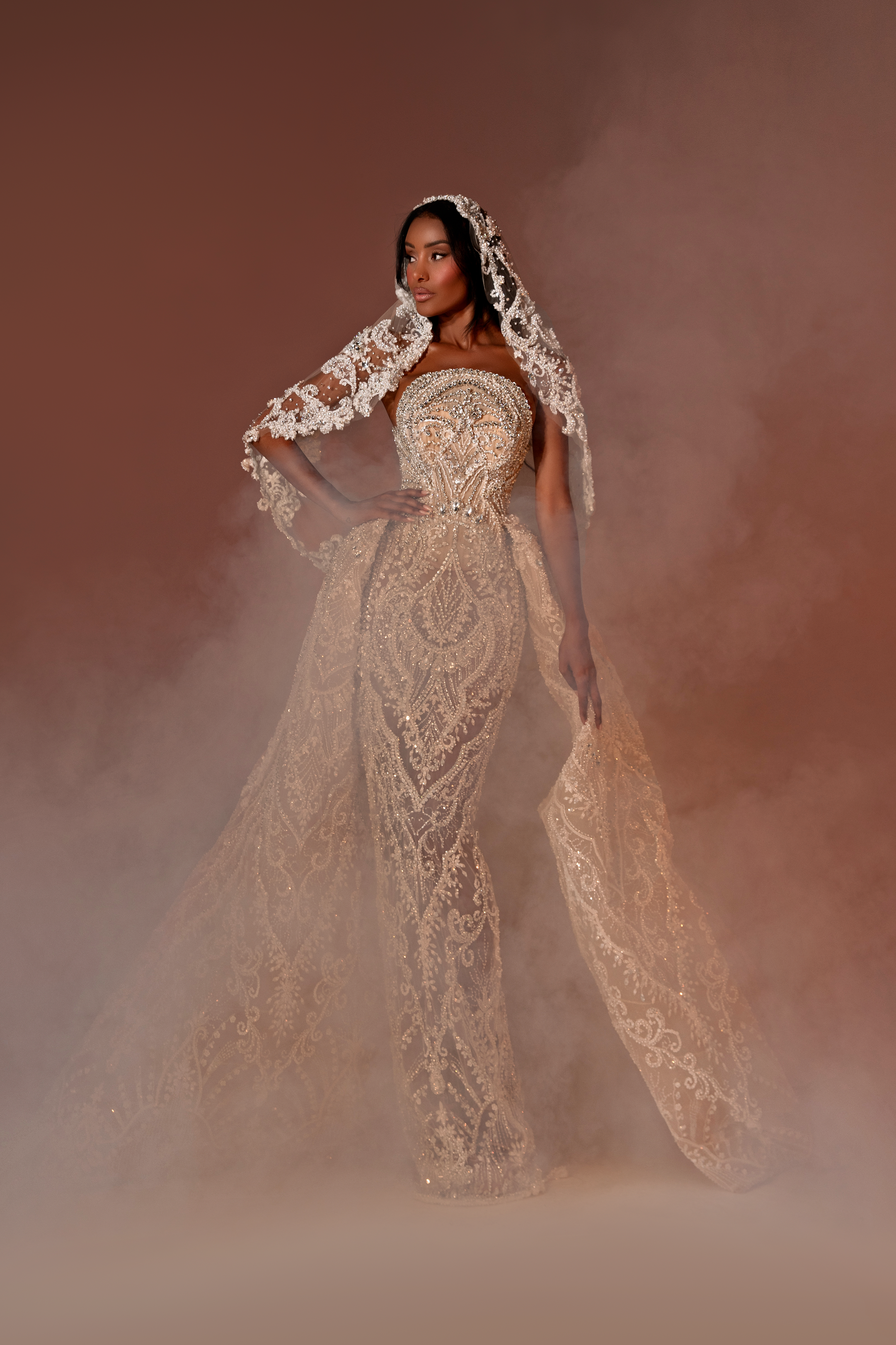Crystal Corset of Bridal Dress With Veil – ALBINA DYLA