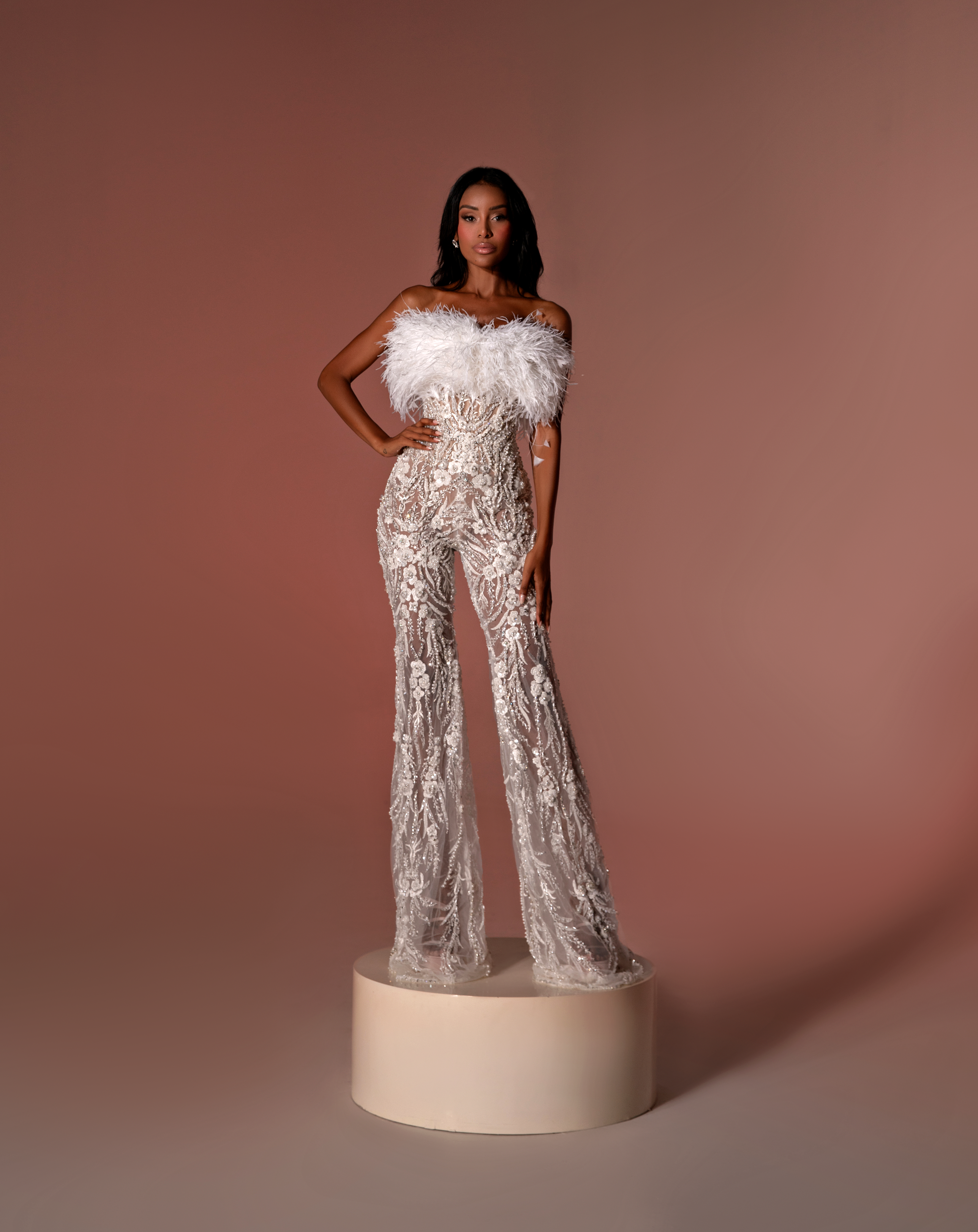 Elegant bridal jumpsuit – ALBINA DYLA, jumpsuit white 