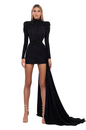 Short Dress High Neck Side tail