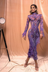 Long lace purple dress with tassels