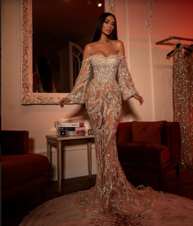 Long sleeve 2025 embellished dress