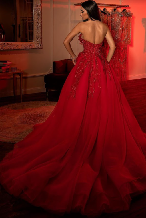 Red Organza Embroidered Gown ALBINA DYLA Red Organza Embroidered Gown ALBINA DYLA