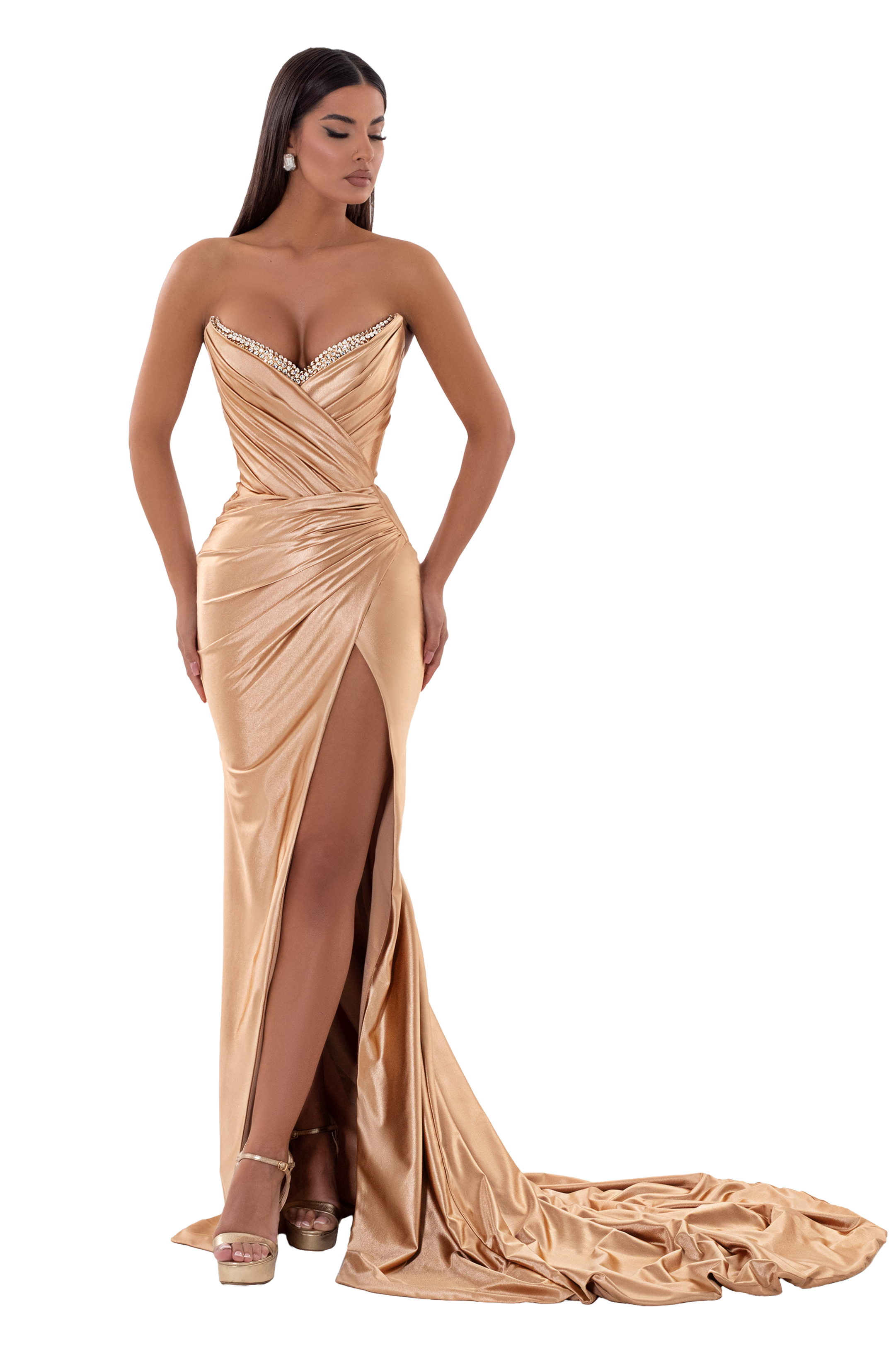DRAPING LONG DRESS XL / rose gold DRAPING LONG DRESS XL / rose gold
