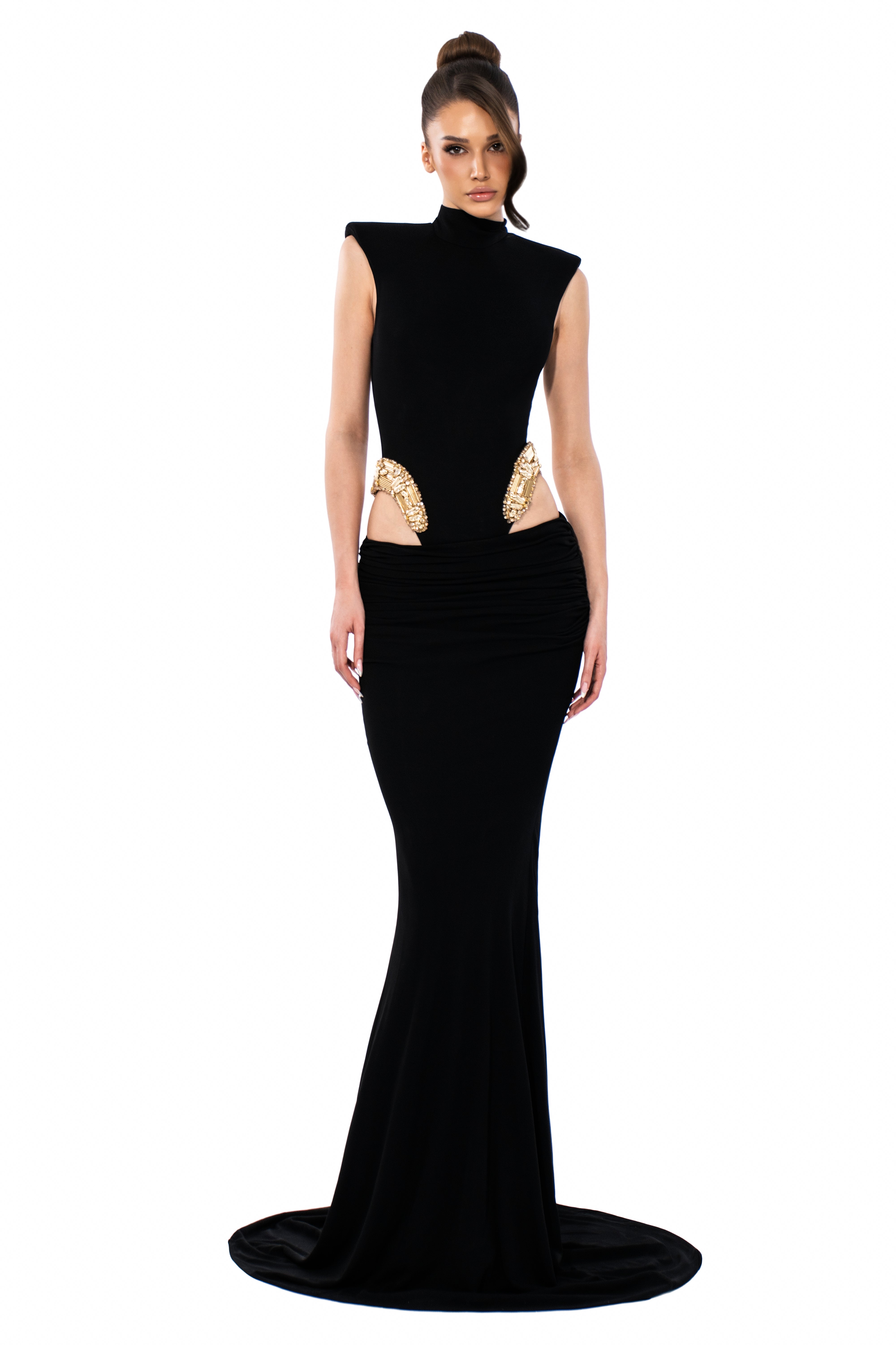 Embellished Hip Cut-Out Gown XS