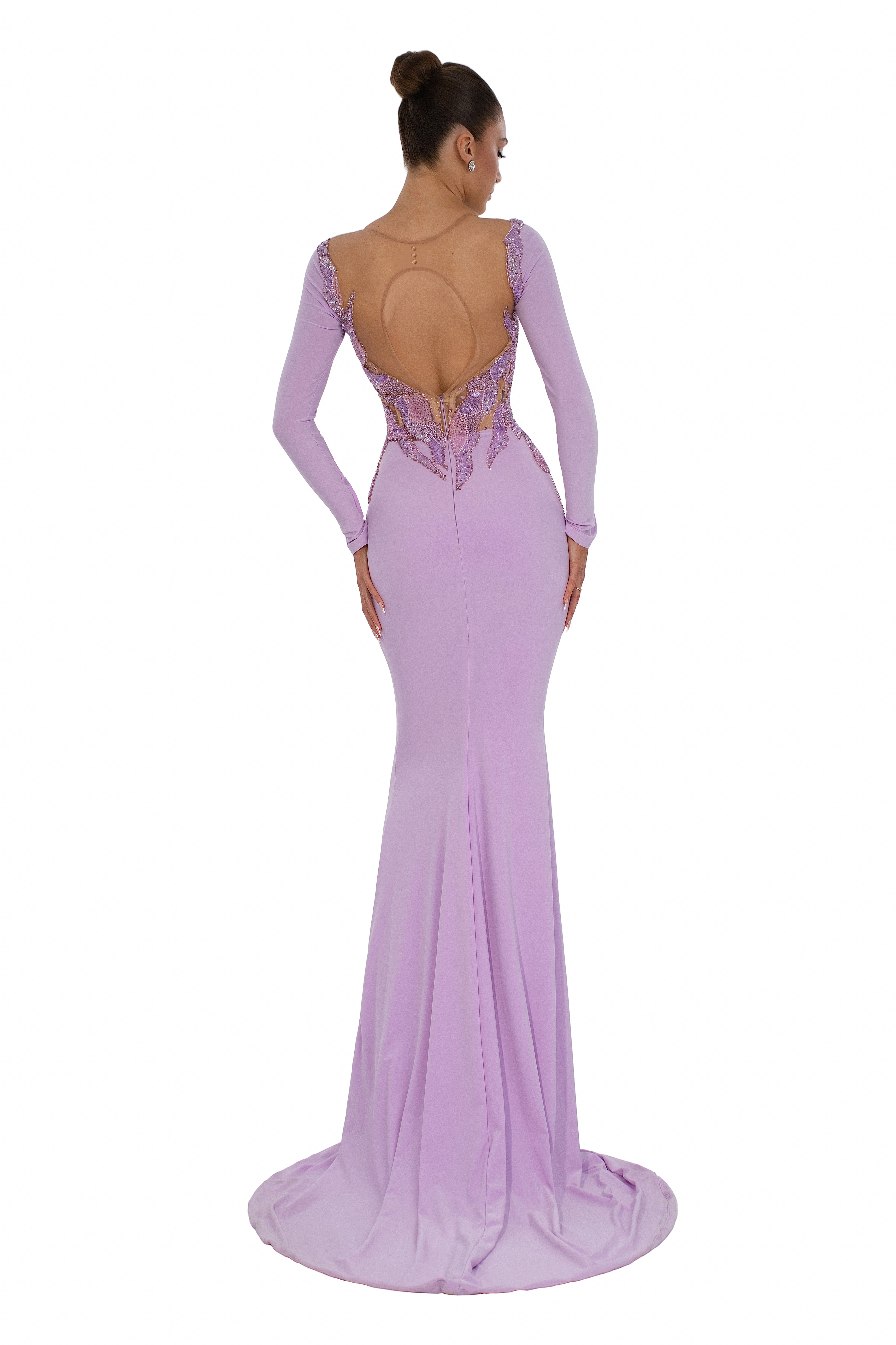sheer backless wedding dress Lavender Muse Gown – ALBINA DYLA