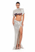 SILVER CRYSTAL FRINGE SLITSKIRT