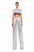SILVER CRYSTAL PLEATED TROUSERS