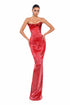 GEOMETRICAL CRYSTAL STRAPLESS FITTED GOWN