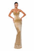 GOLD CRYSTAL STRAPLESS FITTED GOWN