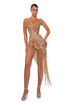 Golden Blossom Fringe Dress