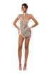 Silver Waterfall Halter Dress