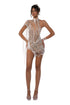 Silver Waterfall Halter Dress