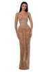 Nude Gown with Cascading Crystal Beadwork