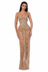 Nude Gown with Cascading Crystal Beadwork