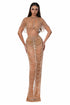 Nude Two-Piece Set with Draped Crystal Beadwork