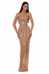 Nude Two-Piece Set with Draped Beadwork