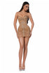 Strapless Nude Mini Dress with Draped Beadwork