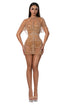 Nude Mini Dress with Draped Beadwork