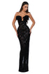 Black Strapless Gown with Sequin Embellishments