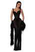 Black Sheer Gown with Crystal Embellishments