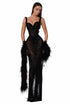 Black Sheer Gown with Crystal Embellishments