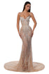 Nude Gown with Draped Crystal Embellishments