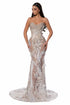 Strapless Nude Gown with Floral Embellishments