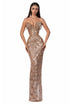 Strapless Gold Gown with Plunging Neckline