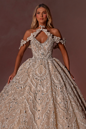 Embroidered bridal long dress