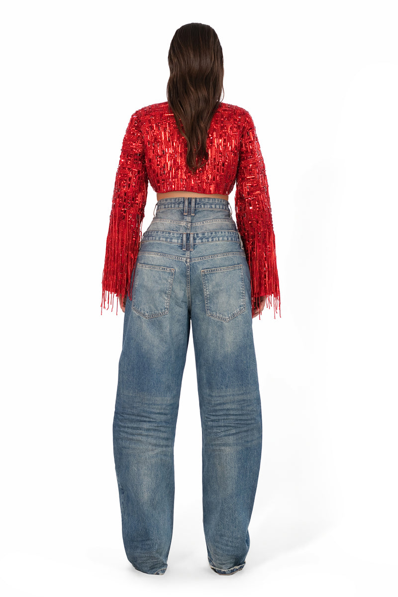 Fully Embellished Cropped Jacket – ALBINA DYLA